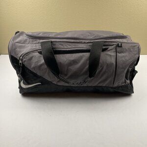 Nike Training Duffle Bag Medium Gym Black Gray Shoulder Strap Zip Shoe Pocket